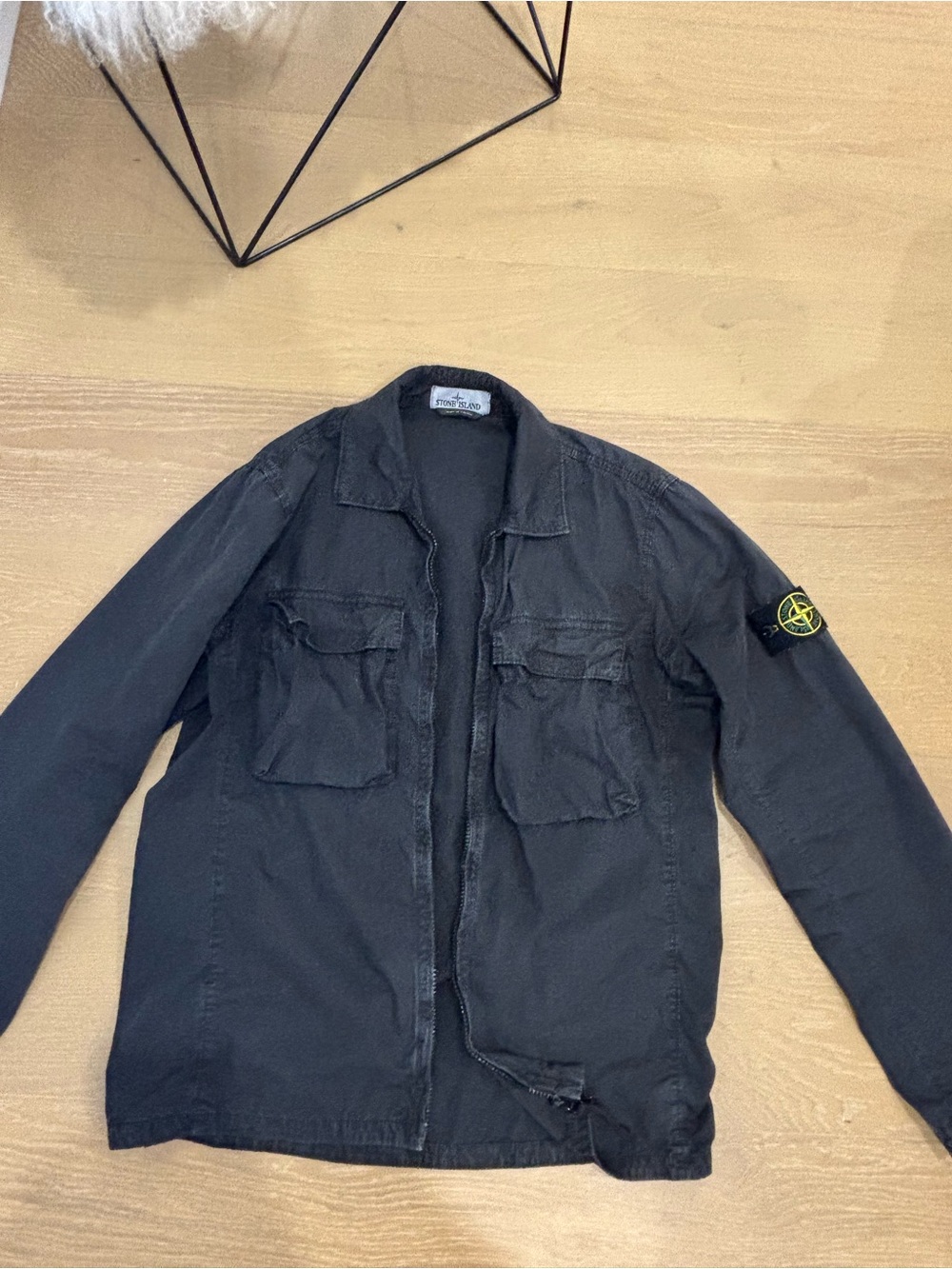 Stone Island Black Shirt Jacket with Compass Patch